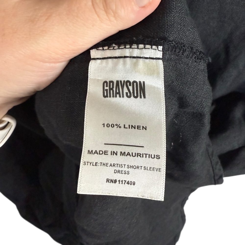 Frank & Eileen Grayson The Artist Short Sleeve Linen Dress in Black Size 1 (XS) - Picture 4 of 11